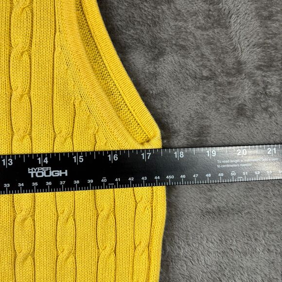 Pierre Cardin Women Cable Knit Sweater Vest Vintage Y2K Preppy Yellow XL L113 - Picture 4 of 7